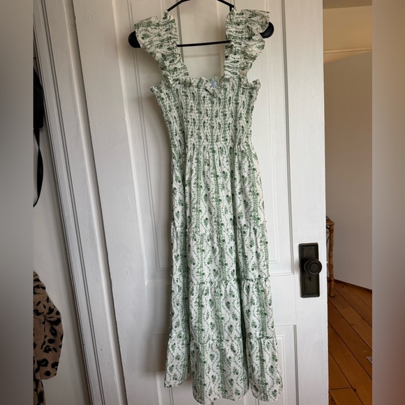 Hill House Ellie Nap Dress Green Vine Stripe Cotton XS nwot - Picture 2 of 4